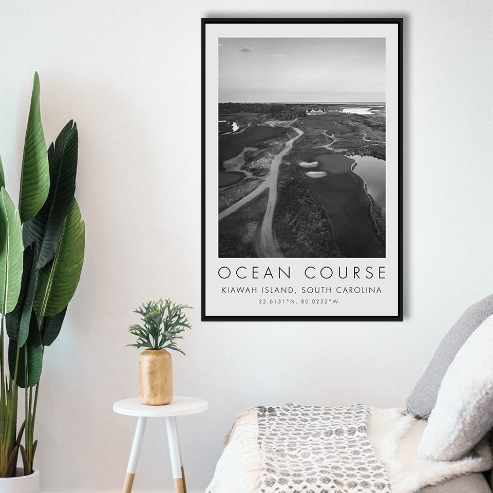 Kiawah Island Golf Resort Ocean Course,South Carolina, Golf Art Print, Floating Frame, Framed Canvas Print Wall Art