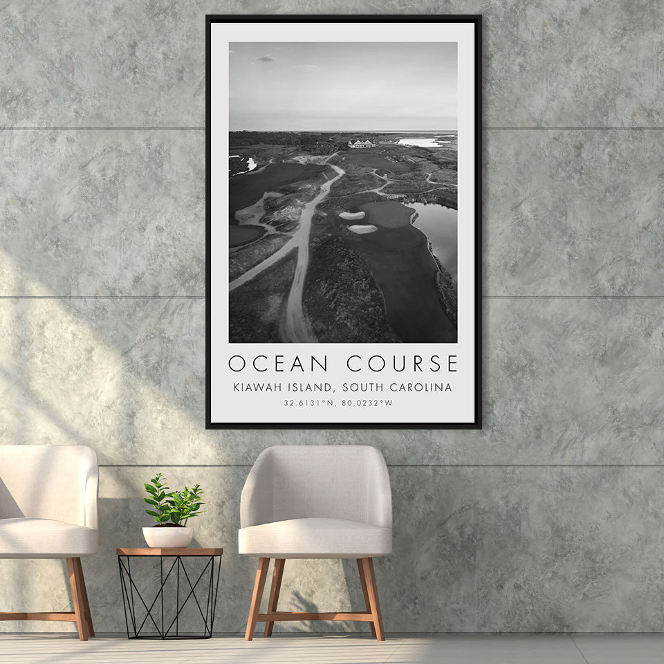 Kiawah Island Golf Resort Ocean Course,South Carolina, Golf Art Print, Floating Frame, Framed Canvas Print Wall Art