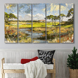 Kiawah Island Golf Resort Ocean Course Painting, Mixed 5 Panel B Canvas Print Wall Art Decor, Extra Large Painting Canvas