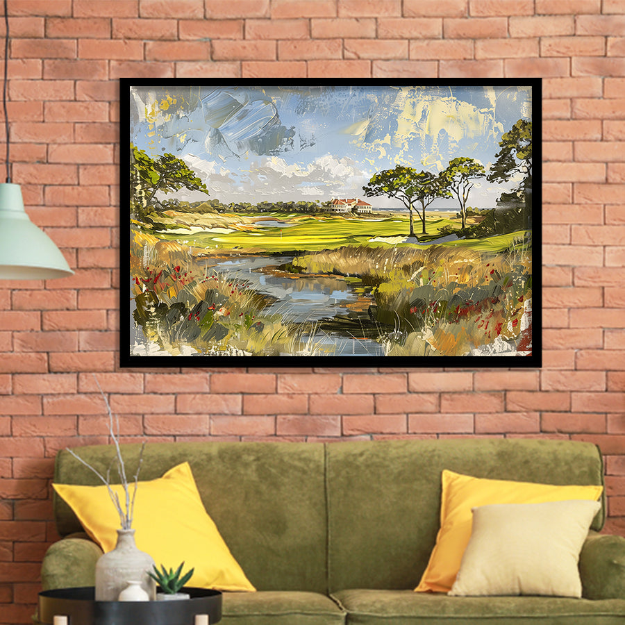 Kiawah Island Golf Resort Ocean Course Painting, Framed Art Print Wall Decor, Picture Framed Painting Art