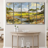 Kiawah Island Golf Resort Ocean Course Painting, Mixed 5 Panel B Canvas Print Wall Art Decor, Extra Large Painting Canvas