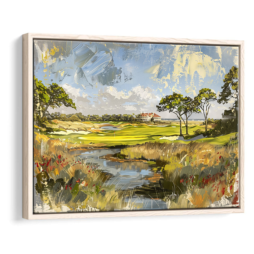 Kiawah Island Golf Resort Ocean Course Painting, Framed Canvas Print Wall Art Decor, Floating Frame Painting Canvas