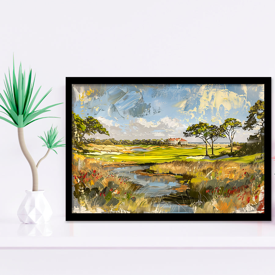 Kiawah Island Golf Resort Ocean Course Painting, Framed Art Print Wall Decor, Picture Framed Painting Art