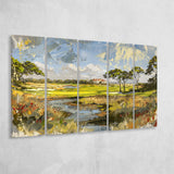 Kiawah Island Golf Resort Ocean Course Painting, Mixed 5 Panel B Canvas Print Wall Art Decor, Extra Large Painting Canvas