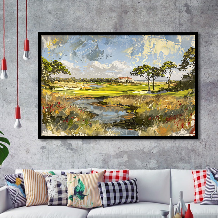 Kiawah Island Golf Resort Ocean Course Painting, Framed Art Print Wall Decor, Picture Framed Painting Art