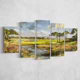 Kiawah Island Golf Resort Ocean Course Painting, Mixed 5 Panel Canvas Print Wall Art Home Decor, Large Canvas Painting