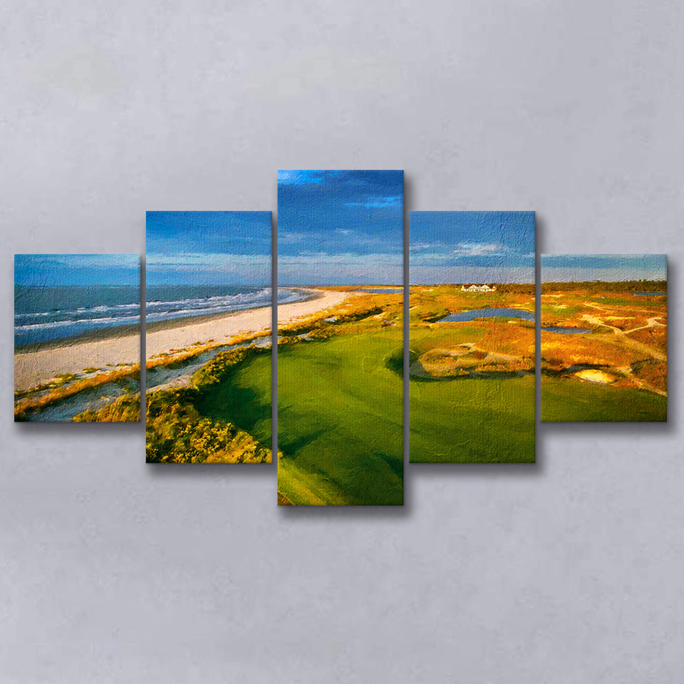Kiawah Island Golf Resort Ocean Course, South Carolina V1, Golf Art Print, Mixed 5 Panel, Canvas Prints Wall Art