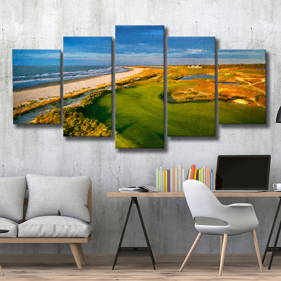 Kiawah Island Golf Resort Ocean Course, South Carolina V1, Golf Art Print, Mixed 5 Panel, Canvas Prints Wall Art