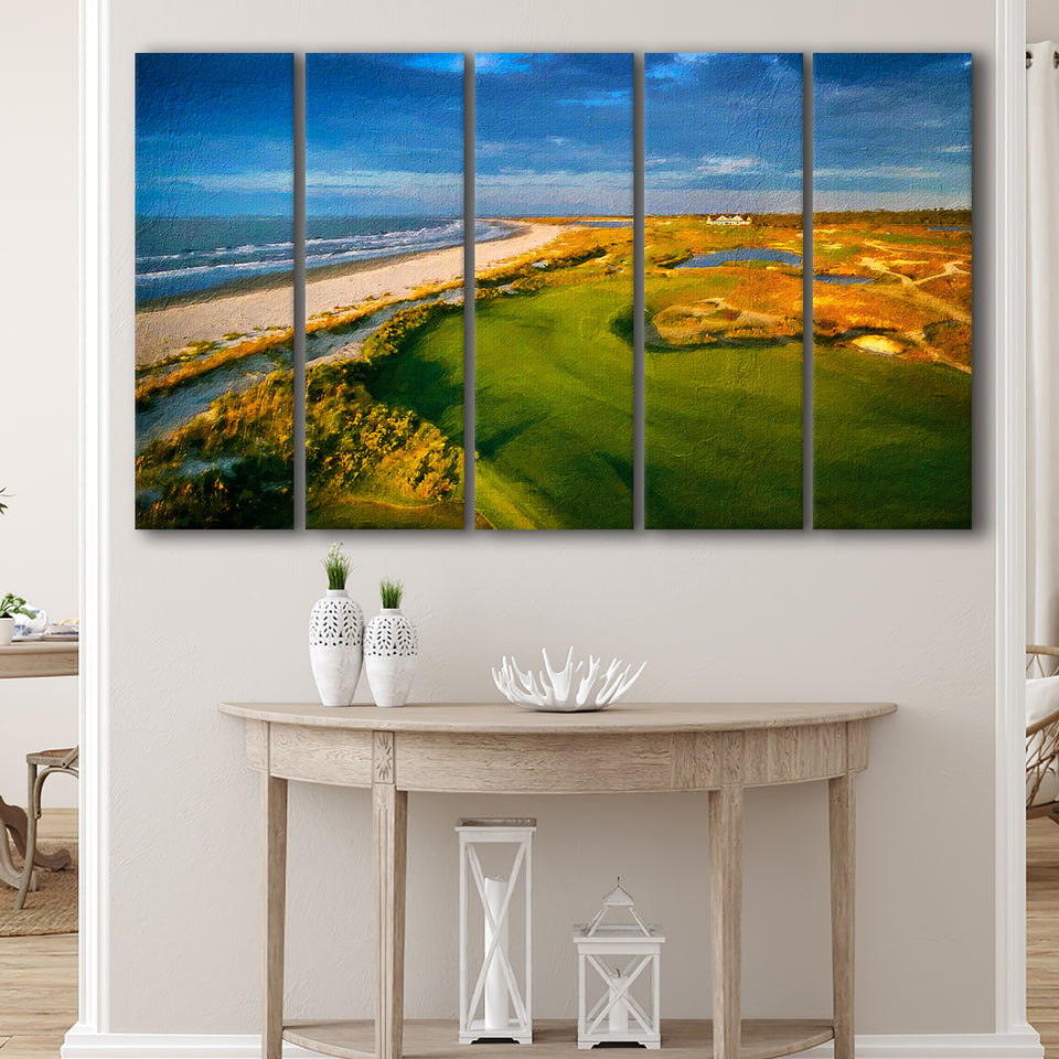Kiawah Island Golf Resort Ocean Course, South Carolina V1, Golf Art Print, Extra Large 5 Panel, Canvas Prints Wall Art
