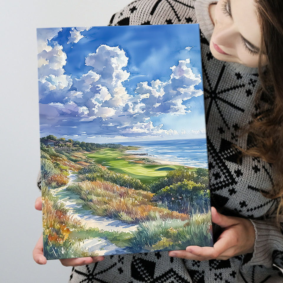 Kiawah Island Golf Resort Ocean Course Watercolor, Golf Art Print, Gift for him, Canvas Print Wall Art