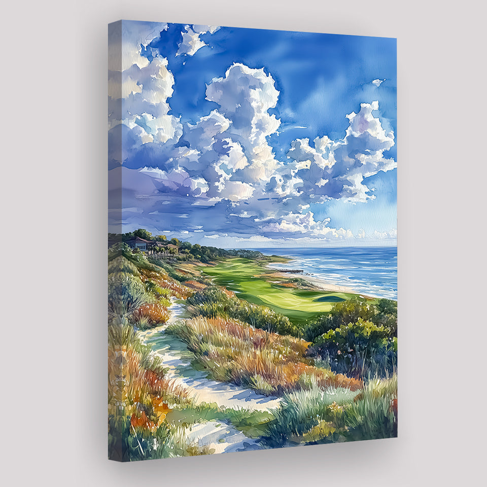 Kiawah Island Golf Resort Ocean Course Watercolor, Golf Art Print, Gift for him, Canvas Print Wall Art