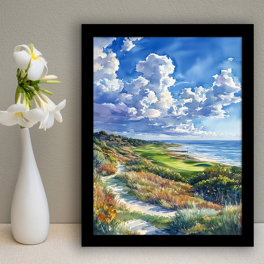 Kiawah Island Golf Resort Ocean Course Watercolor, Golf Art, Gift for him, Framed Art Print Wall Decor