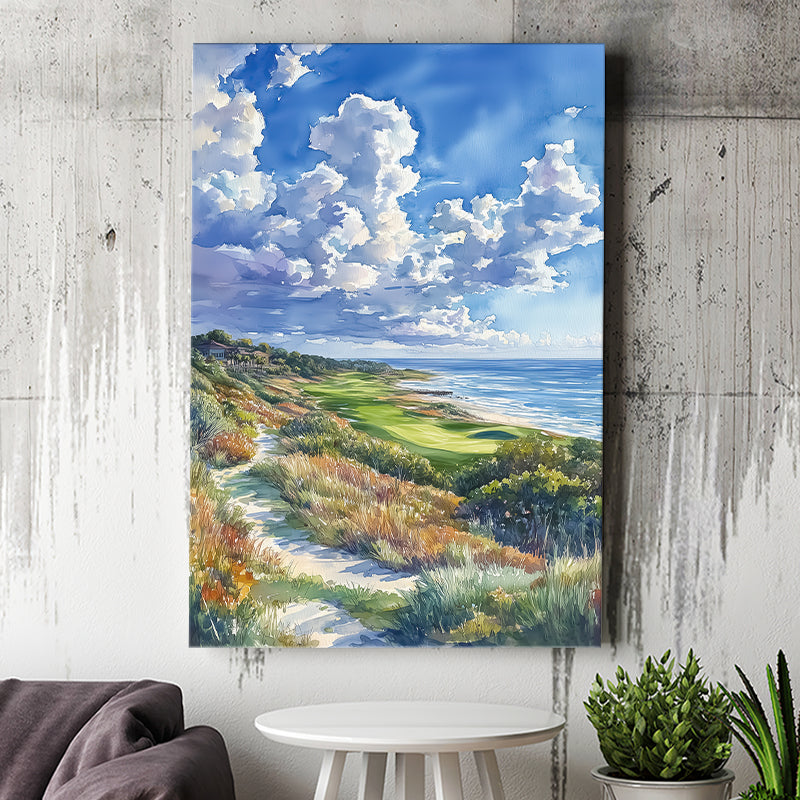 Kiawah Island Golf Resort Ocean Course Watercolor, Golf Art Print, Gift for him, Canvas Print Wall Art