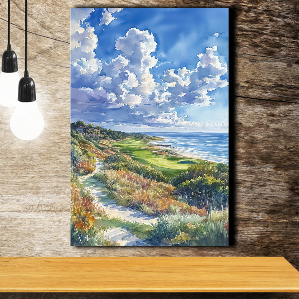 Kiawah Island Golf Resort Ocean Course Watercolor, Golf Art Print, Gift for him, Canvas Print Wall Art