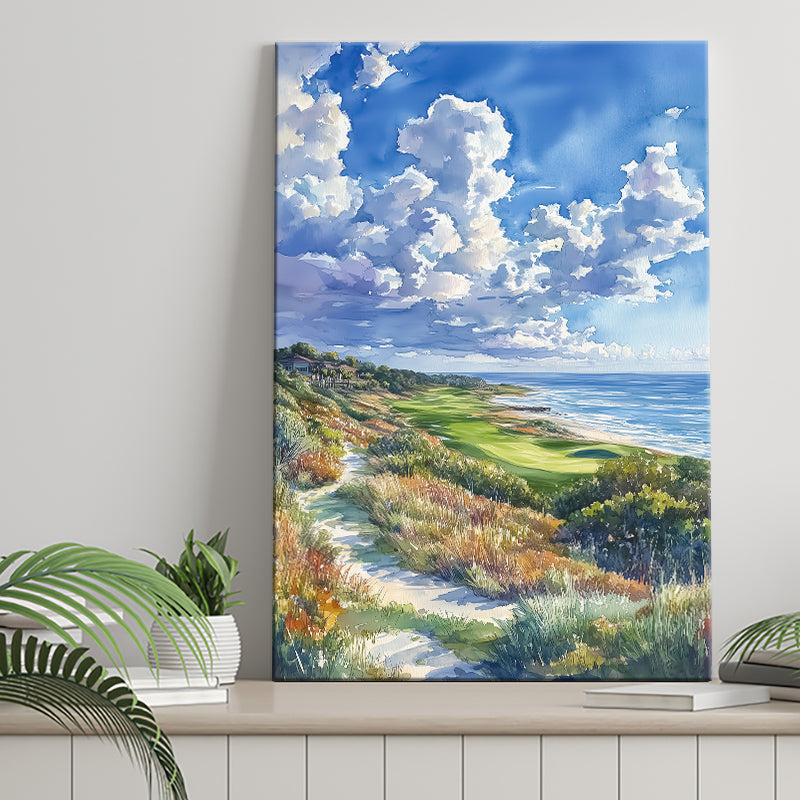 Kiawah Island Golf Resort Ocean Course Watercolor, Golf Art Print, Gift for him, Canvas Print Wall Art