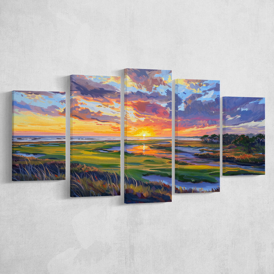 Kiawah Island Golf Resort V1, Golf Art Print, Mixed 5 Panel, Canvas Prints Wall Art
