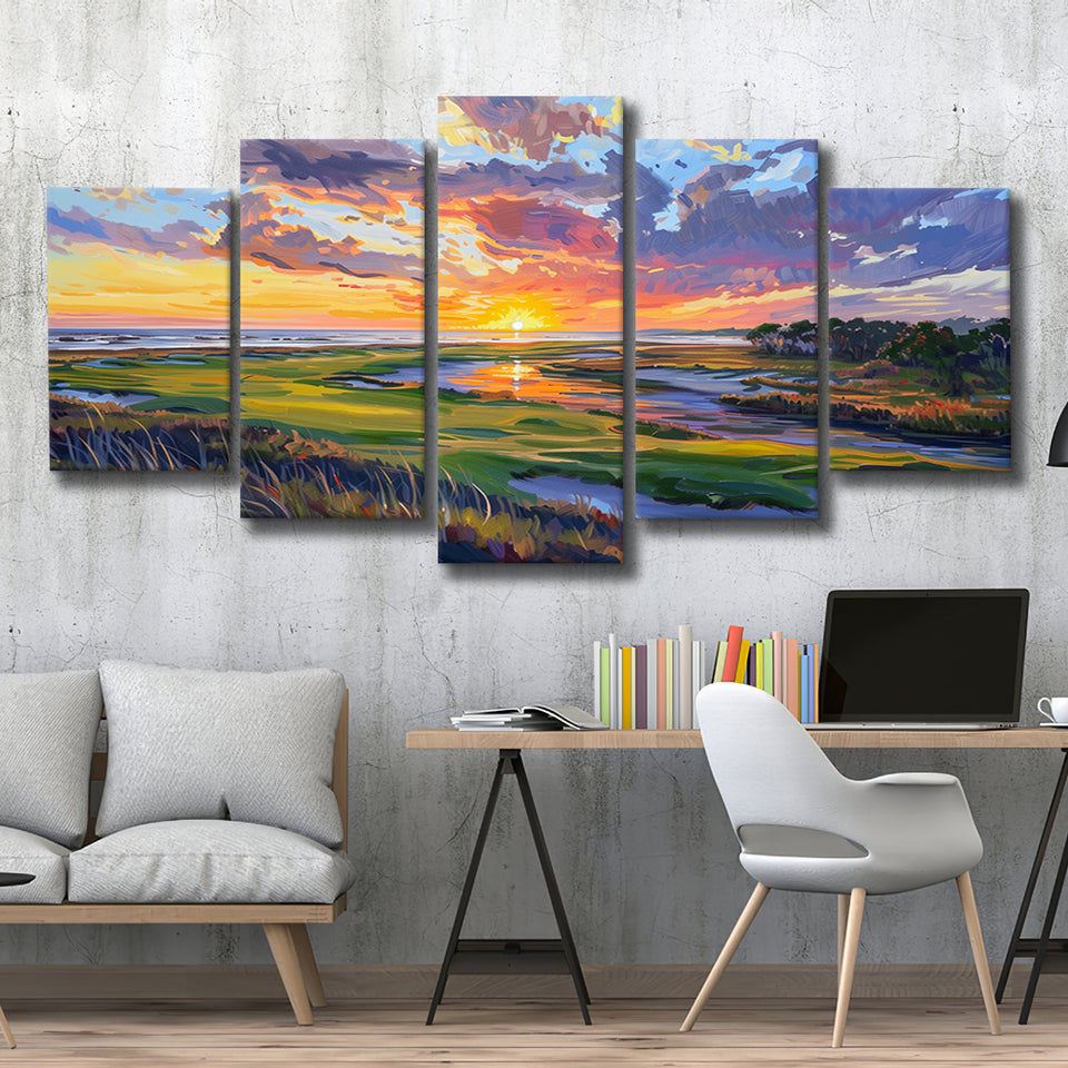 Kiawah Island Golf Resort V1, Golf Art Print, Mixed 5 Panel, Canvas Prints Wall Art