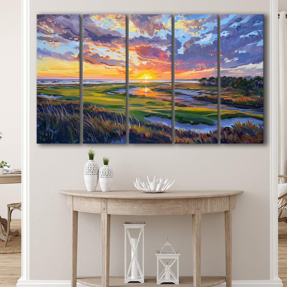 Kiawah Island Golf Resort V1, Golf Art Print, Extra Large 5 Panel, Canvas Prints Wall Art