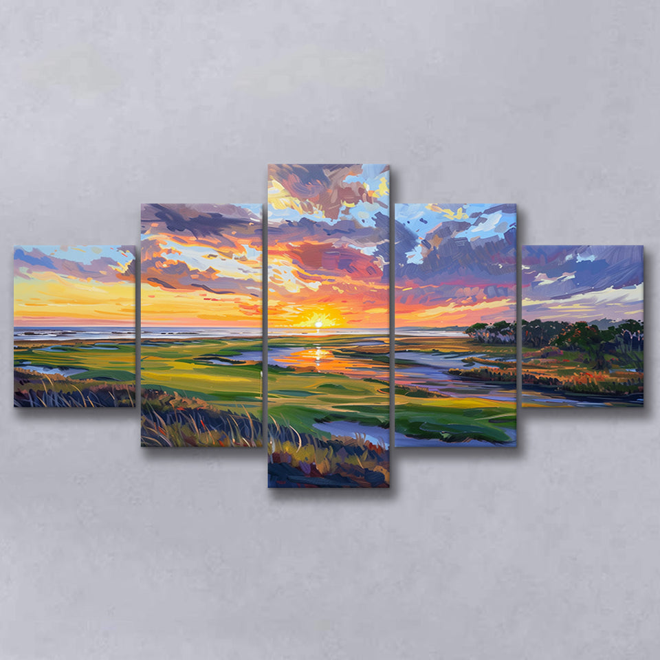 Kiawah Island Golf Resort V1, Golf Art Print, Mixed 5 Panel, Canvas Prints Wall Art