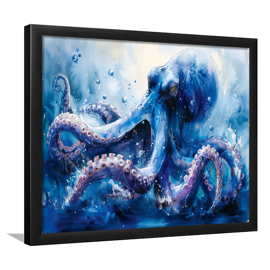 Kraken In The Sea Ocean Watercolor Painting, Painting Art, Framed Art Print Wall Art Home Decor