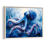 Kraken In The Sea Ocean Watercolor Painting, Floating Frame, Framed Canvas Print Wall Art Home Decor