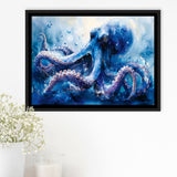 Kraken In The Sea Ocean Watercolor Painting, Floating Frame, Framed Canvas Print Wall Art Home Decor