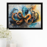 Kraken Painting Art Watercolor Painting, Framed Canvas Print Wall Art Decor, Floating Frame Painting Canvas