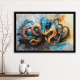 Kraken Painting Art Watercolor Painting, Framed Canvas Print Wall Art Decor, Floating Frame Painting Canvas