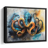 Kraken Painting Art Watercolor Painting, Framed Canvas Print Wall Art Decor, Floating Frame Painting Canvas