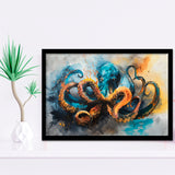 Kraken Painting Art Watercolor Painting, Framed Art Print Wall Decor, Picture Framed Painting Art
