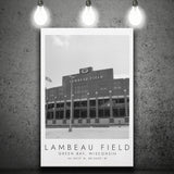 Lambeau Field Green Bay Packers, Stadium Print For Football Lovers, Black And White, Canvas Print Wall Art