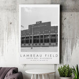 Lambeau Field Green Bay Packers, Stadium Print For Football Lovers, Black And White, Canvas Print Wall Art