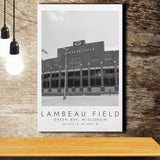 Lambeau Field Green Bay Packers, Stadium Print For Football Lovers, Black And White, Canvas Print Wall Art