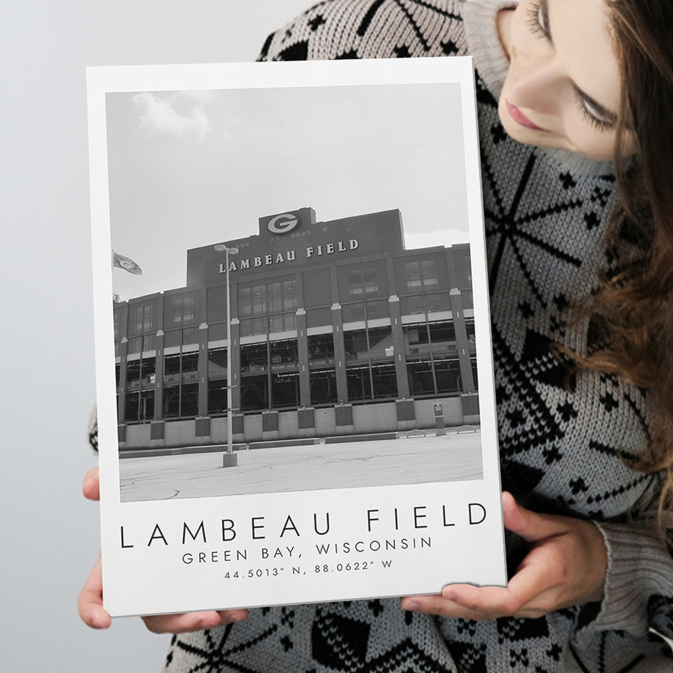 Lambeau Field Green Bay Packers, Stadium Print For Football Lovers, Black And White, Canvas Print Wall Art
