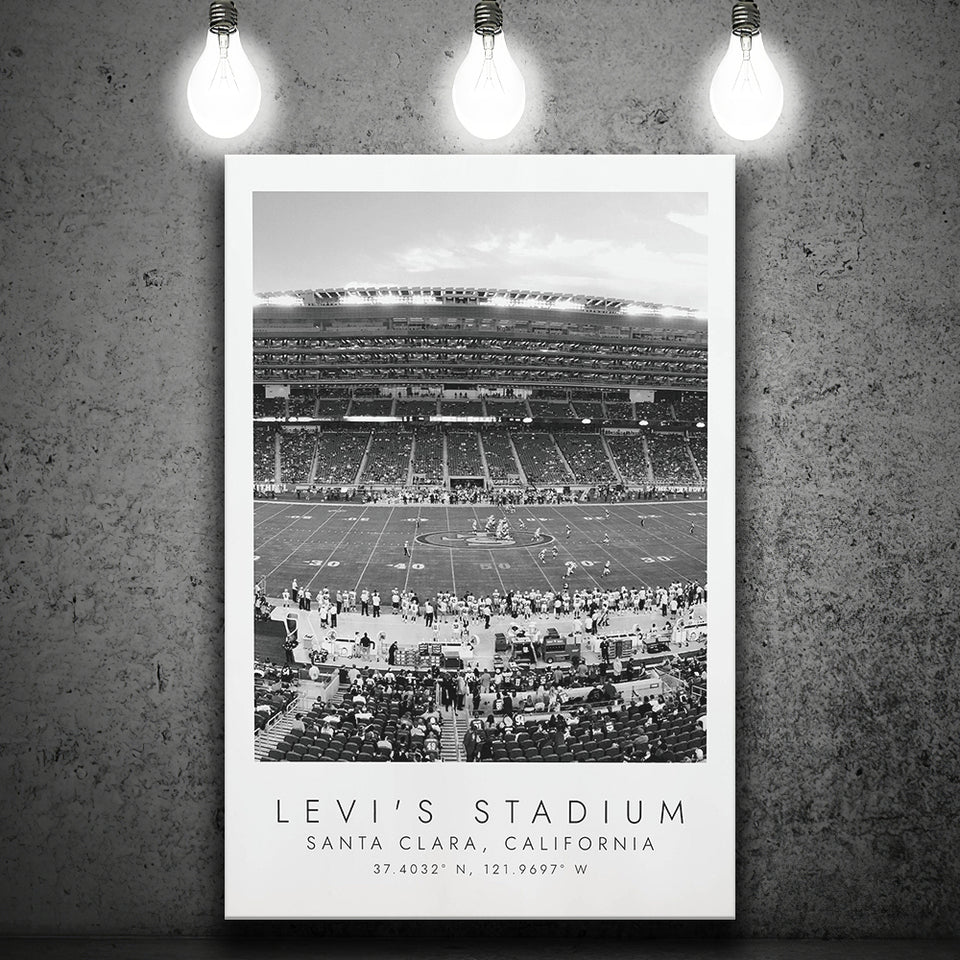 Levi'S Stadium San Francisco, Stadium Print For Football Lovers, Black And White, Canvas Print Wall Art
