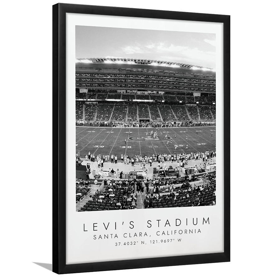 Levi'S Stadium San Francisco, Stadium Print For Football Lovers, Black And White, Framed Art Print Wall Decor