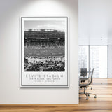Levi'S Stadium San Francisco, Stadium Wall Art For Football Lovers, B&W, Floating Framed Canvas Print