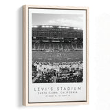 Levi'S Stadium San Francisco, Stadium Wall Art For Football Lovers, B&W, Floating Framed Canvas Print