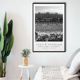 Levi'S Stadium San Francisco, Stadium Wall Art For Football Lovers, B&W, Floating Framed Canvas Print