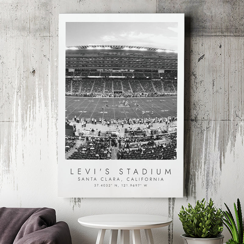 Levi'S Stadium San Francisco, Stadium Print For Football Lovers, Black And White, Canvas Print Wall Art
