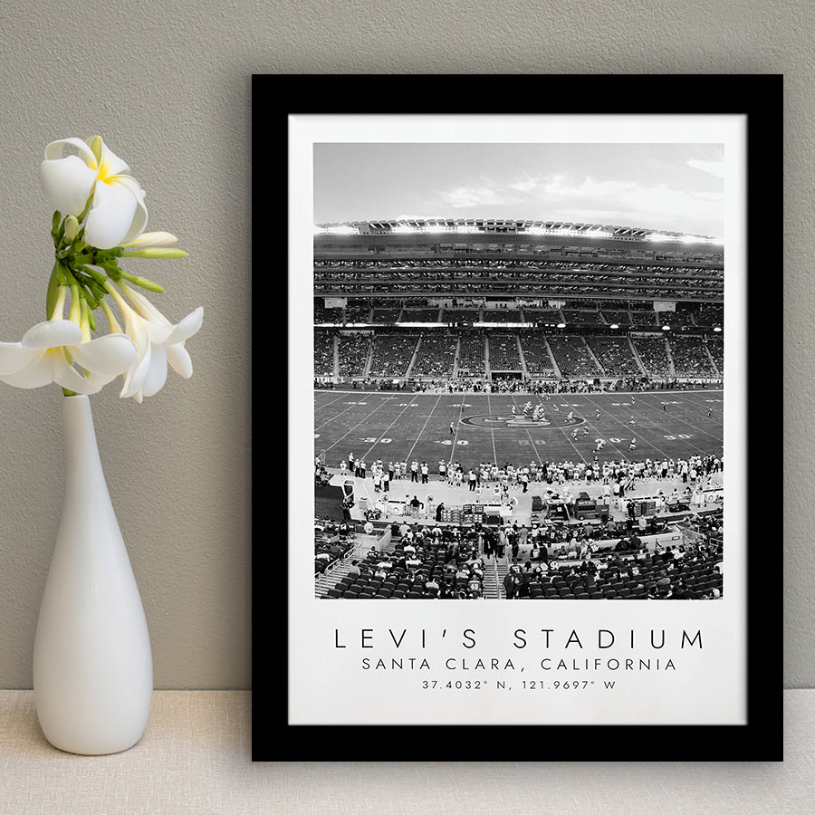 Levi'S Stadium San Francisco, Stadium Print For Football Lovers, Black And White, Framed Art Print Wall Decor