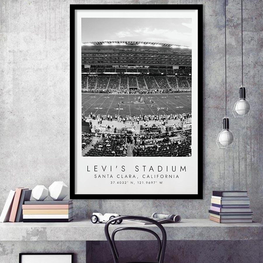 Levi'S Stadium San Francisco, Stadium Print For Football Lovers, Black And White, Framed Art Print Wall Decor