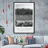 Levi'S Stadium San Francisco, Stadium Print For Football Lovers, Black And White, Framed Art Print Wall Decor