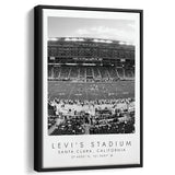 Levi'S Stadium San Francisco, Stadium Wall Art For Football Lovers, B&W, Floating Framed Canvas Print