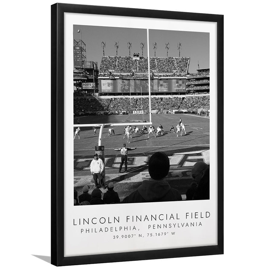 Lincoln Financial Field Philadelphia Eagles, Stadium Print For Football Lovers, Black And White, Framed Art Print Wall Decor