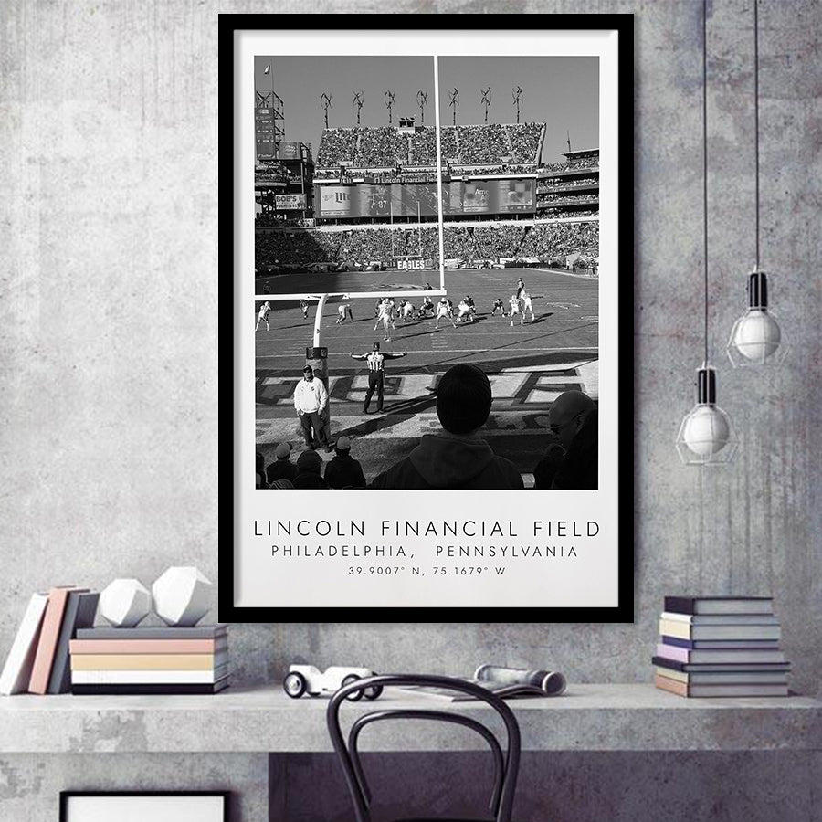 Lincoln Financial Field Philadelphia Eagles, Stadium Print For Football Lovers, Black And White, Framed Art Print Wall Decor