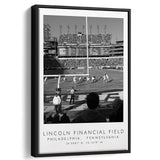 Lincoln Financial Field Philadelphia Eagles, Stadium Wall Art For Football Lovers, B&W, Floating Framed Canvas Print