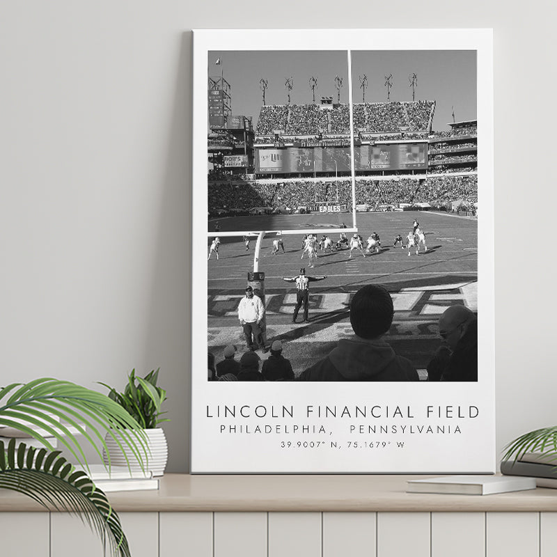 Lincoln Financial Field Philadelphia Eagles, Stadium Print For Football Lovers, Black And White, Canvas Print Wall Art