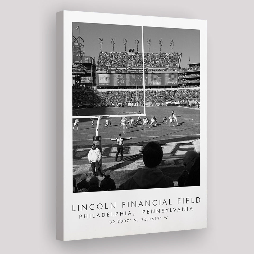 Lincoln Financial Field Philadelphia Eagles, Stadium Print For Football Lovers, Black And White, Canvas Print Wall Art