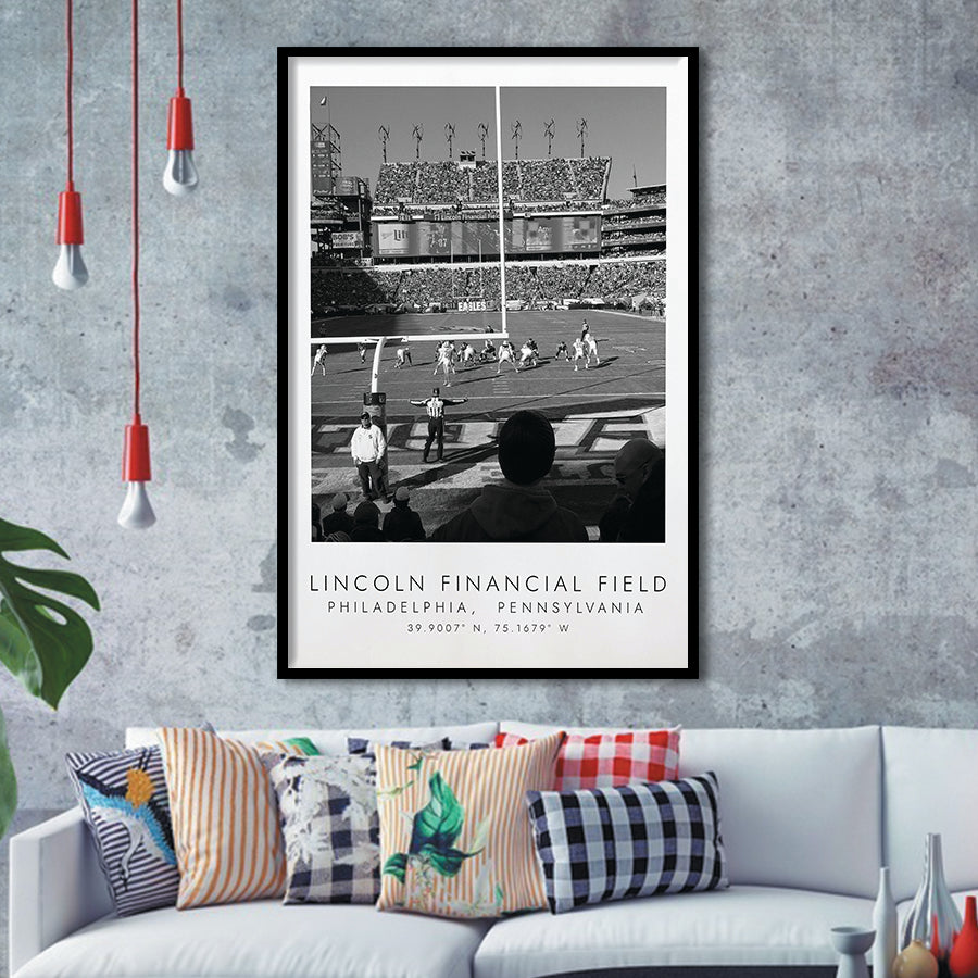 Lincoln Financial Field Philadelphia Eagles, Stadium Print For Football Lovers, Black And White, Framed Art Print Wall Decor